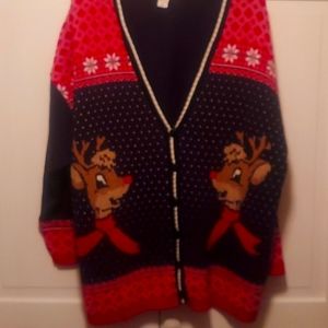 Women's Croquet Club Plus Rudolph The Red Nose Reindeer Sweater/Jacket